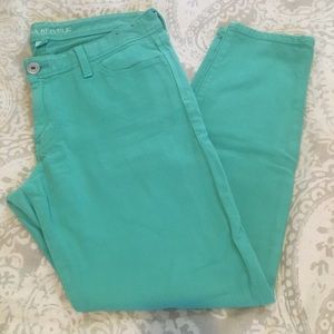 Banana Republic turquoise skinny ankle jeans